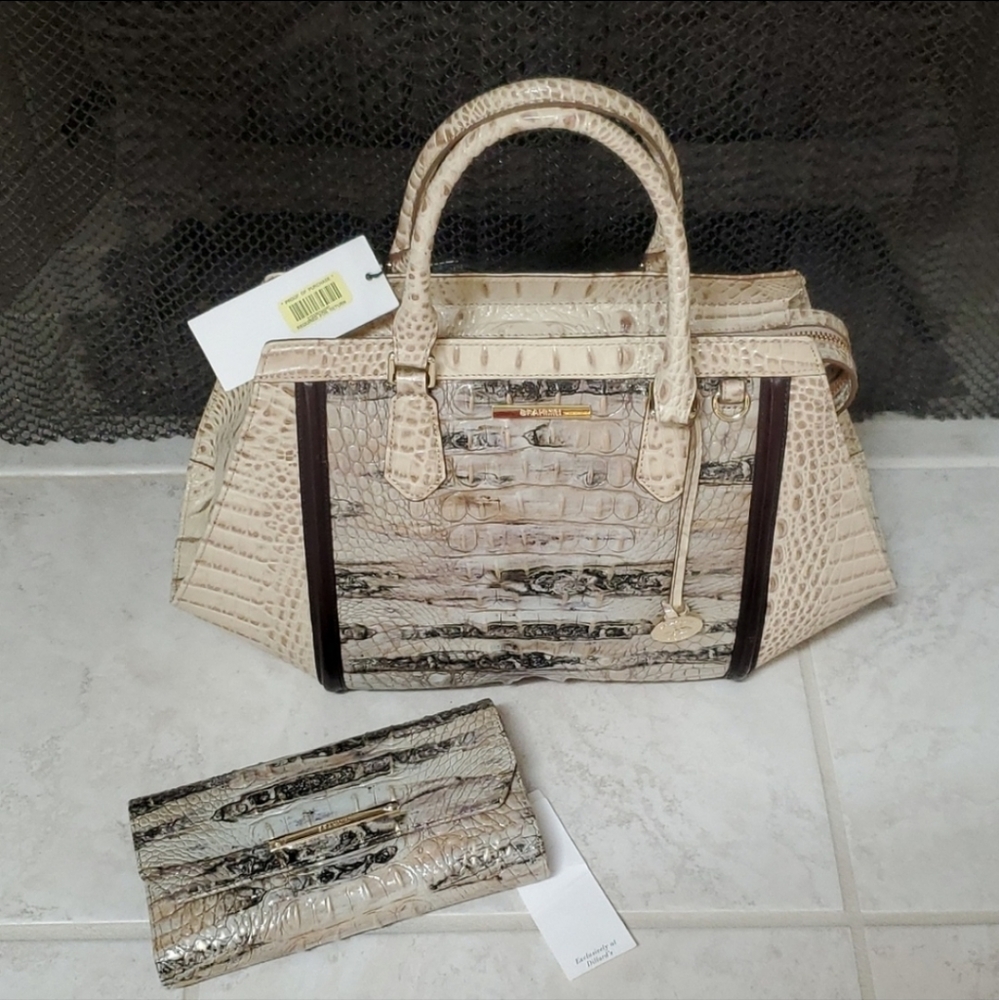 🌟💚 BRAHMIN Sandalwood Coddington ARDEN Leather Satchel & Wallet 💚🌟